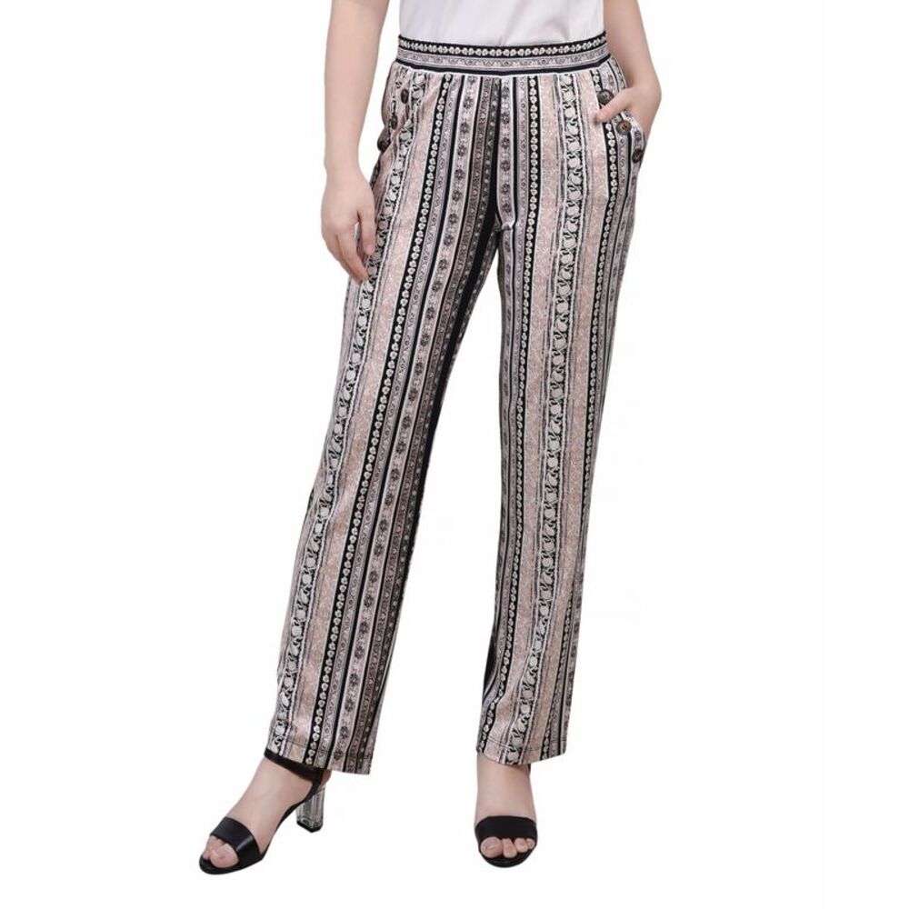 NY Collection Petite Wide Waist Pull On Pants